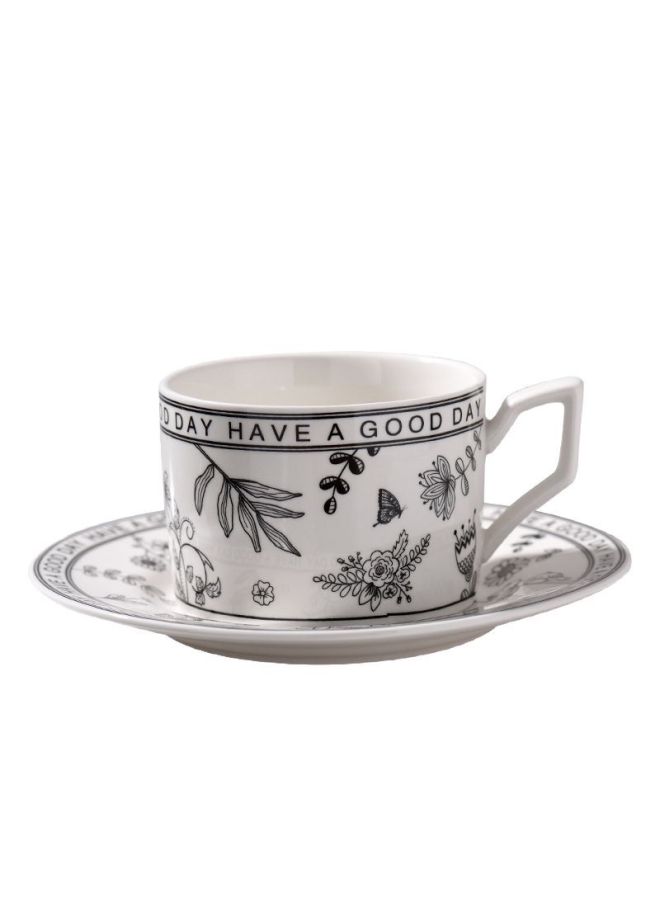 عام مجموعة فناجين و صحون قهوة فرنسي عتيق أسود وأبيض، علبة هدية فاخرة، هدية فاخرة نادرة - Image 2